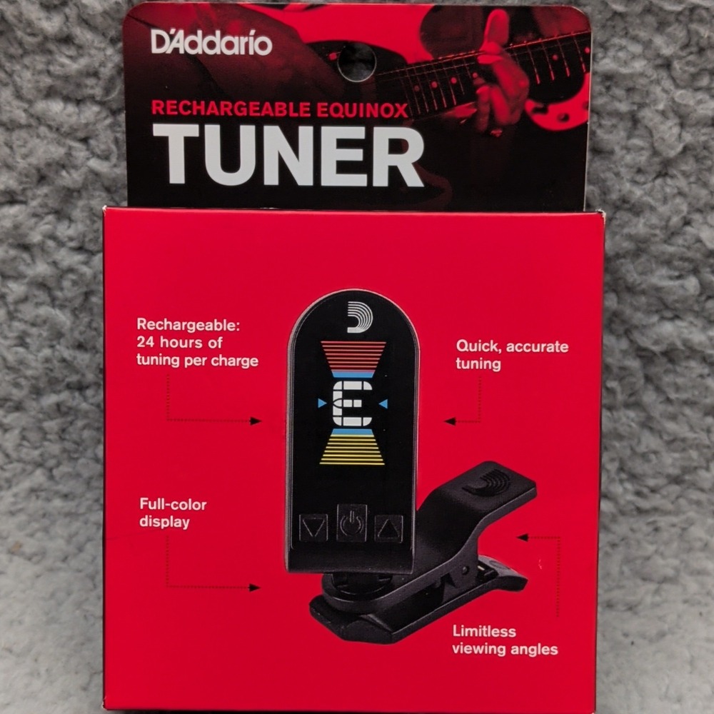 D'Addario Rechargeable Equinox Headstock Tuner Model PW-CT-24 Black New Sealed